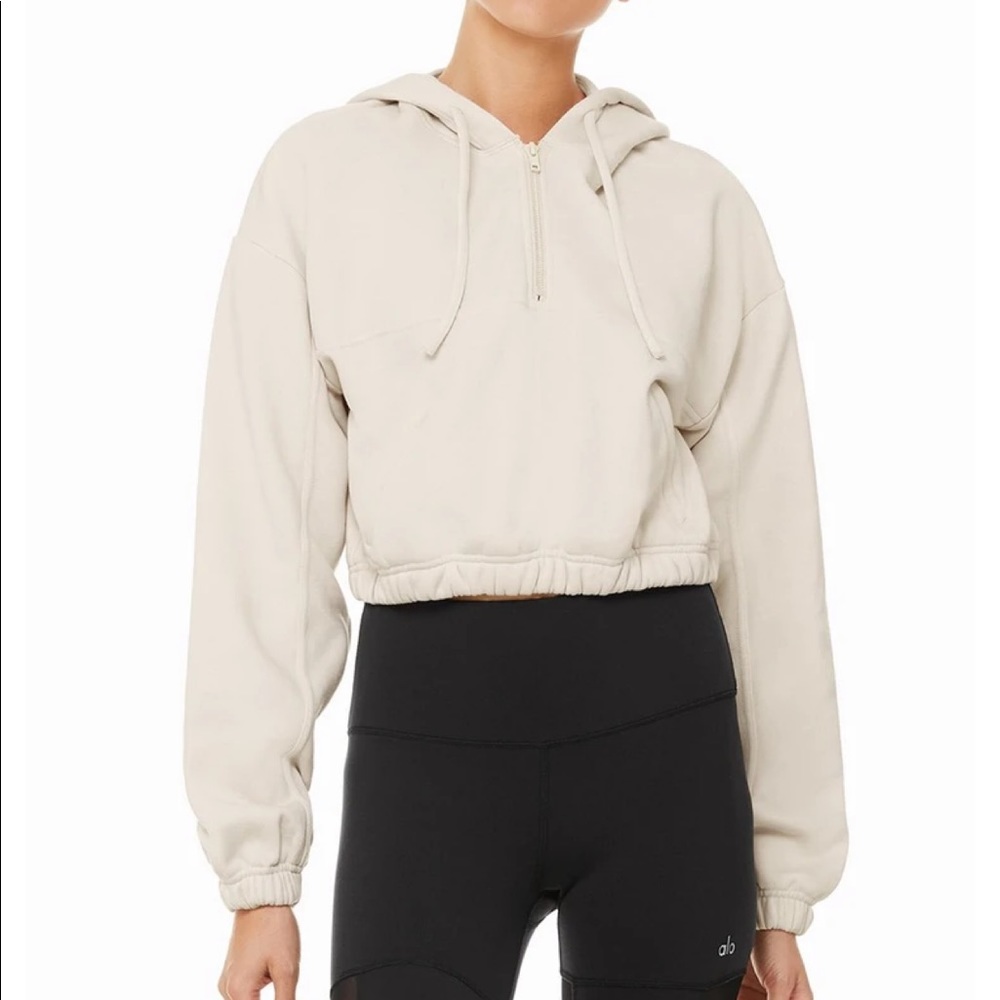 Alo Yoga | Stadium Half Zip Hoodie | Bone | NWOT